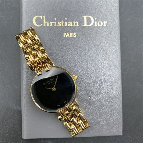 Christian Dior Bagheera 4715032 Plaque or G Black Dial QZ .